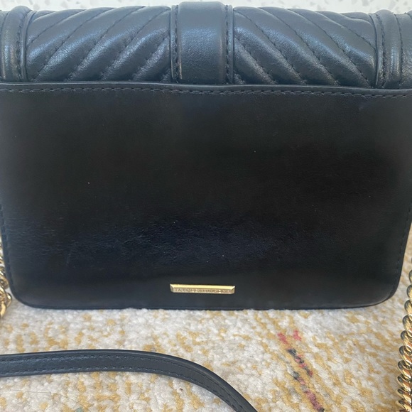 Rebecca Minkoff Chevron Quilted Small Black Crossbody with Gold Chain - Picture 5 of 6